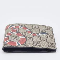 Gucci Beige GG Supreme Canvas Kingsnake Print Bifold Wallet