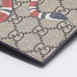 Gucci Beige GG Supreme Canvas Kingsnake Print Bifold Wallet