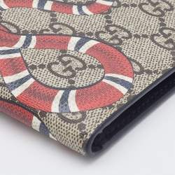 Gucci Beige GG Supreme Canvas Kingsnake Print Bifold Wallet