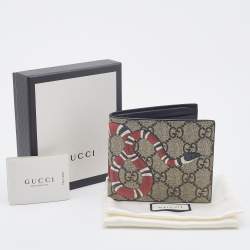 Gucci Beige GG Supreme Canvas Kingsnake Print Bifold Wallet