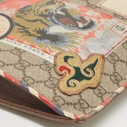 Gucci Beige GG Supreme Coated Canvas Courier Wristlet Pouch