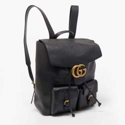 Gucci Black Leather GG Marmont Backpack