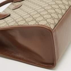 Gucci Brown/Beige GG Supreme Canvas and Leather Small GG Tote