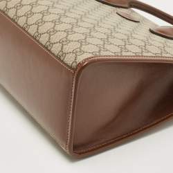 Gucci Brown/Beige GG Supreme Canvas and Leather Small GG Tote