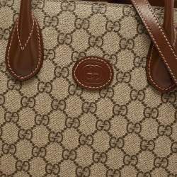 Gucci Brown/Beige GG Supreme Canvas and Leather Small GG Tote