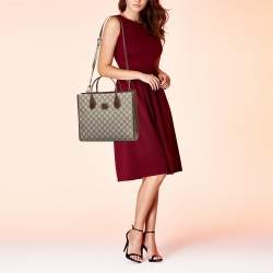Gucci Brown/Beige GG Supreme Canvas and Leather Small GG Tote