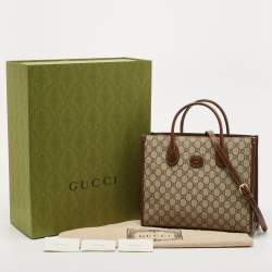 Gucci Brown/Beige GG Supreme Canvas and Leather Small GG Tote