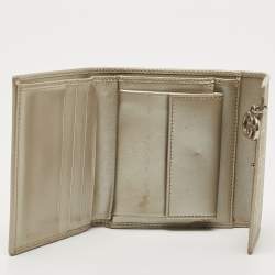 Gucci Silver GG Imprime Canvas and Leather GG Charm Trifold Wallet