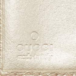 Gucci Silver GG Imprime Canvas and Leather GG Charm Trifold Wallet