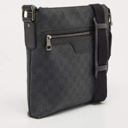 Pre Owned Gucci Dark Grey GG Supreme Canvas Messenger Bag