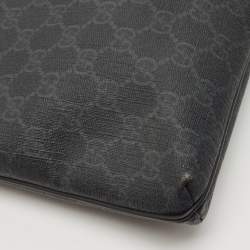 Pre Owned Gucci Dark Grey GG Supreme Canvas Messenger Bag