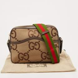 Gucci Ebony/Light Brown Jumbo GG Canvas Messenger Bag
