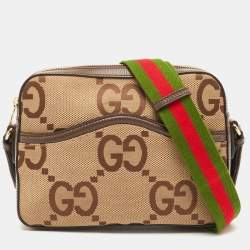 Gucci Ebony/Light Brown Jumbo GG Canvas Messenger Bag