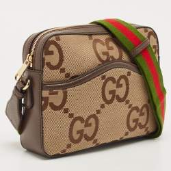Gucci Ebony/Light Brown Jumbo GG Canvas Messenger Bag