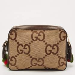 Gucci Ebony/Light Brown Jumbo GG Canvas Messenger Bag