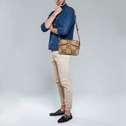 Gucci Ebony/Light Brown Jumbo GG Canvas Messenger Bag