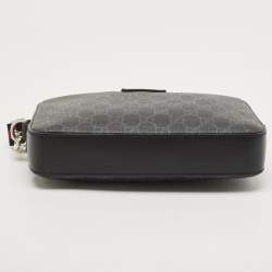 Gucci Black/Grey GG Supreme Canvas Wristlet Pouch