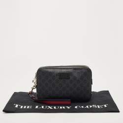 Gucci Black/Grey GG Supreme Canvas Wristlet Pouch