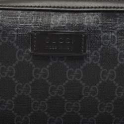 Gucci Black/Grey GG Supreme Canvas Wristlet Pouch