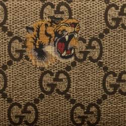 Gucci Beige Tiger Print GG Supreme Canvas Zip Card Case