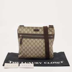Gucci Beige/Brown GG Supreme Canvas and Leather Messenger Bag
