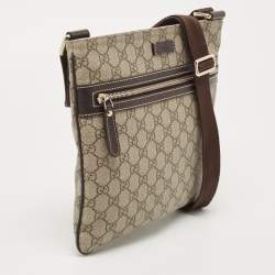 Gucci Beige/Brown GG Supreme Canvas and Leather Messenger Bag