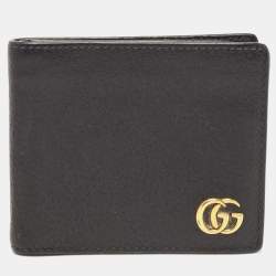 Pre Owned Gucci Black Leather GG Marmont Bifold Wallet