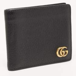 Pre Owned Gucci Black Leather GG Marmont Bifold Wallet