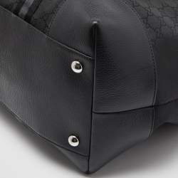 Gucci Black GG Nylon and Leather Web Weekender Bag