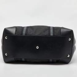 Gucci Black GG Nylon and Leather Web Weekender Bag