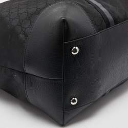 Gucci Black GG Nylon and Leather Web Weekender Bag