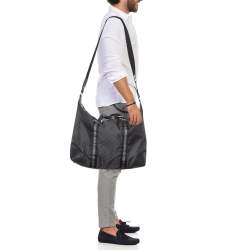 Gucci Black GG Nylon and Leather Web Weekender Bag