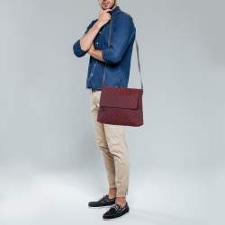 Gucci Red/Black GG Canvas and Leather Messenger Bag