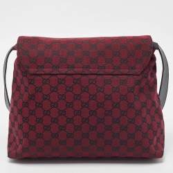 Gucci Red/Black GG Canvas and Leather Messenger Bag