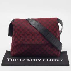 Gucci Red/Black GG Canvas and Leather Messenger Bag