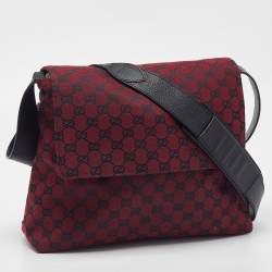 Gucci Red/Black GG Canvas and Leather Messenger Bag