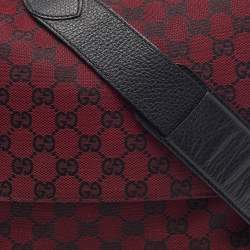 Gucci Red/Black GG Canvas and Leather Messenger Bag
