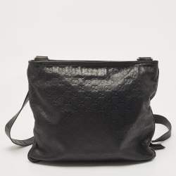 Gucci Black Guccissima Leather Slim Messenger Bag