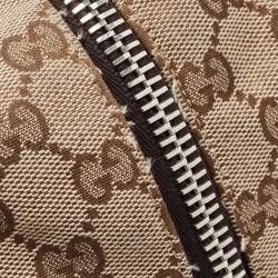Gucci Brown/Beige GG Canvas and Leather Duffel Weekender Bag