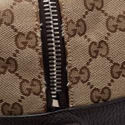 Gucci Brown/Beige GG Canvas and Leather Duffel Weekender Bag