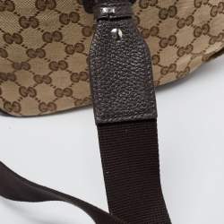 Gucci Brown/Beige GG Canvas and Leather Duffel Weekender Bag