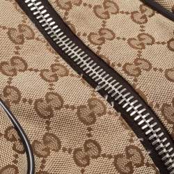 Gucci Brown/Beige GG Canvas and Leather Duffel Weekender Bag