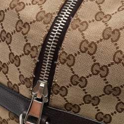 Gucci Brown/Beige GG Canvas and Leather Duffel Weekender Bag