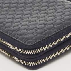 Gucci Navy Blue Guccissima Leather Double Zip Travel Document Pouch