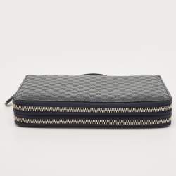 Gucci Navy Blue Guccissima Leather Double Zip Travel Document Pouch