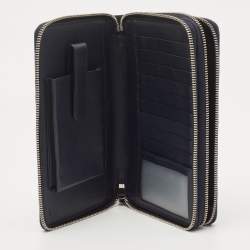 Gucci Navy Blue Guccissima Leather Double Zip Travel Document Pouch