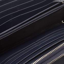 Gucci Navy Blue Guccissima Leather Double Zip Travel Document Pouch