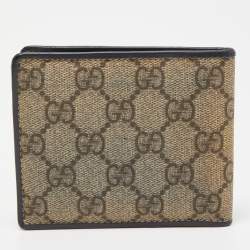 Gucci Beige/Black GG Supreme Canvas and Leather Bifold Wallet