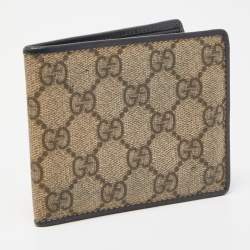 Gucci Beige/Black GG Supreme Canvas and Leather Bifold Wallet