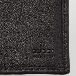 Pre Owned Gucci Black Guccissima Leather Web Money Clip Bi-Fold Wallet